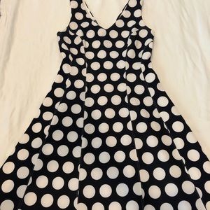 Navy Blue with White Polka Dot Dress, Size Medium